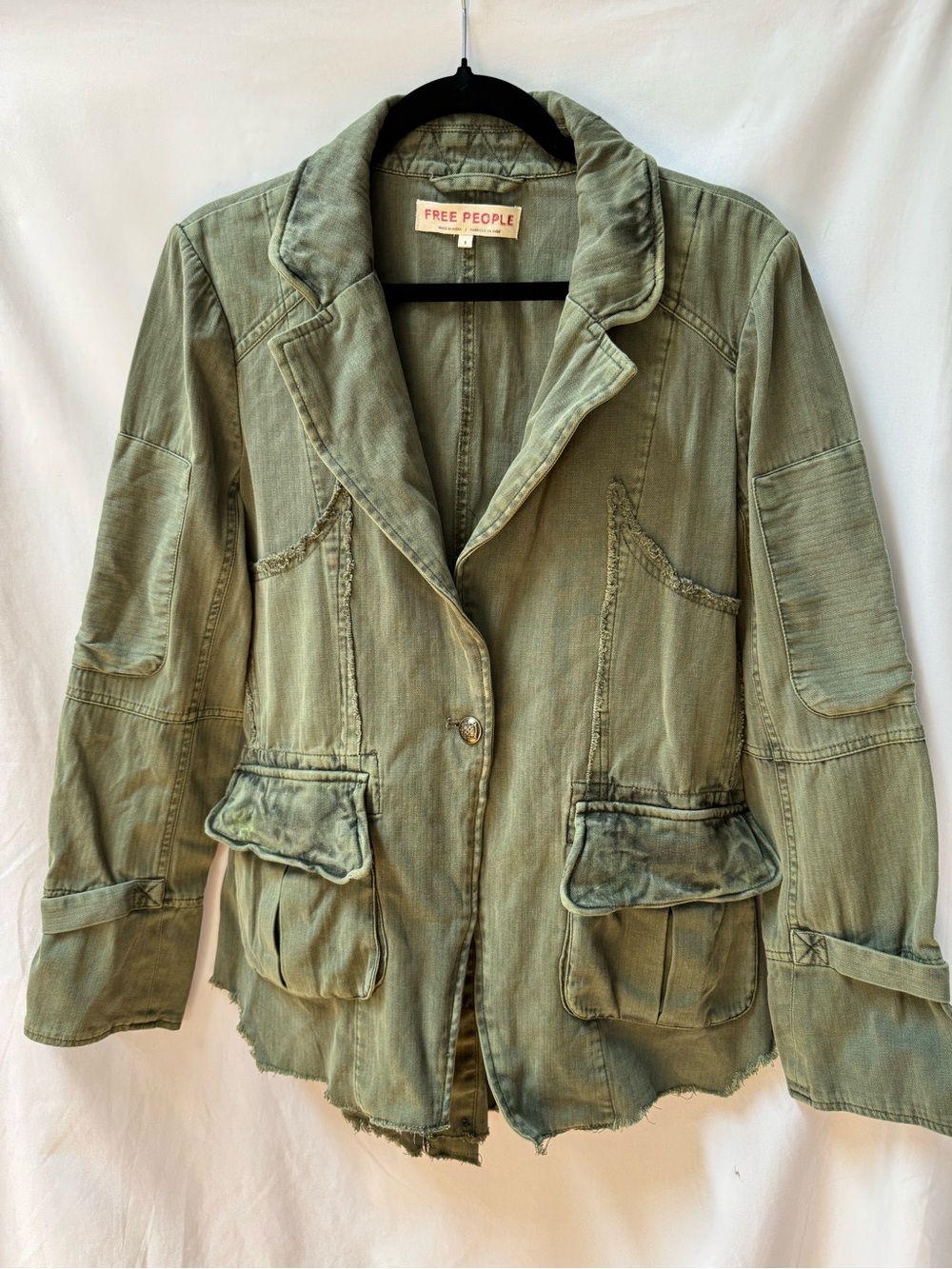 Free People Harlow Blazer Olive‎ Green Utility Military Jacket Size Small